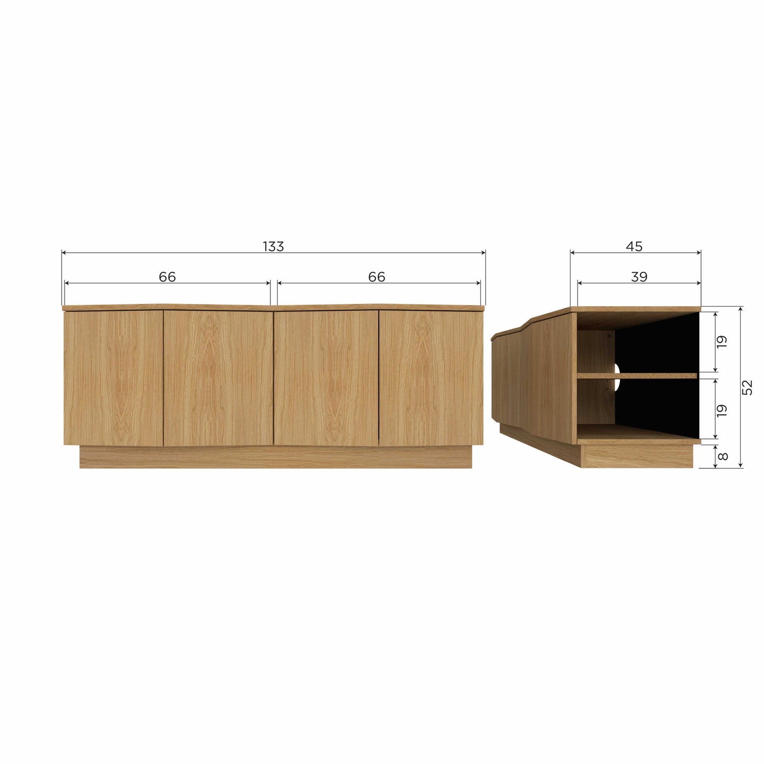 Retro TV-Board Sideboard Zuma 133 cm Eichenfurnier