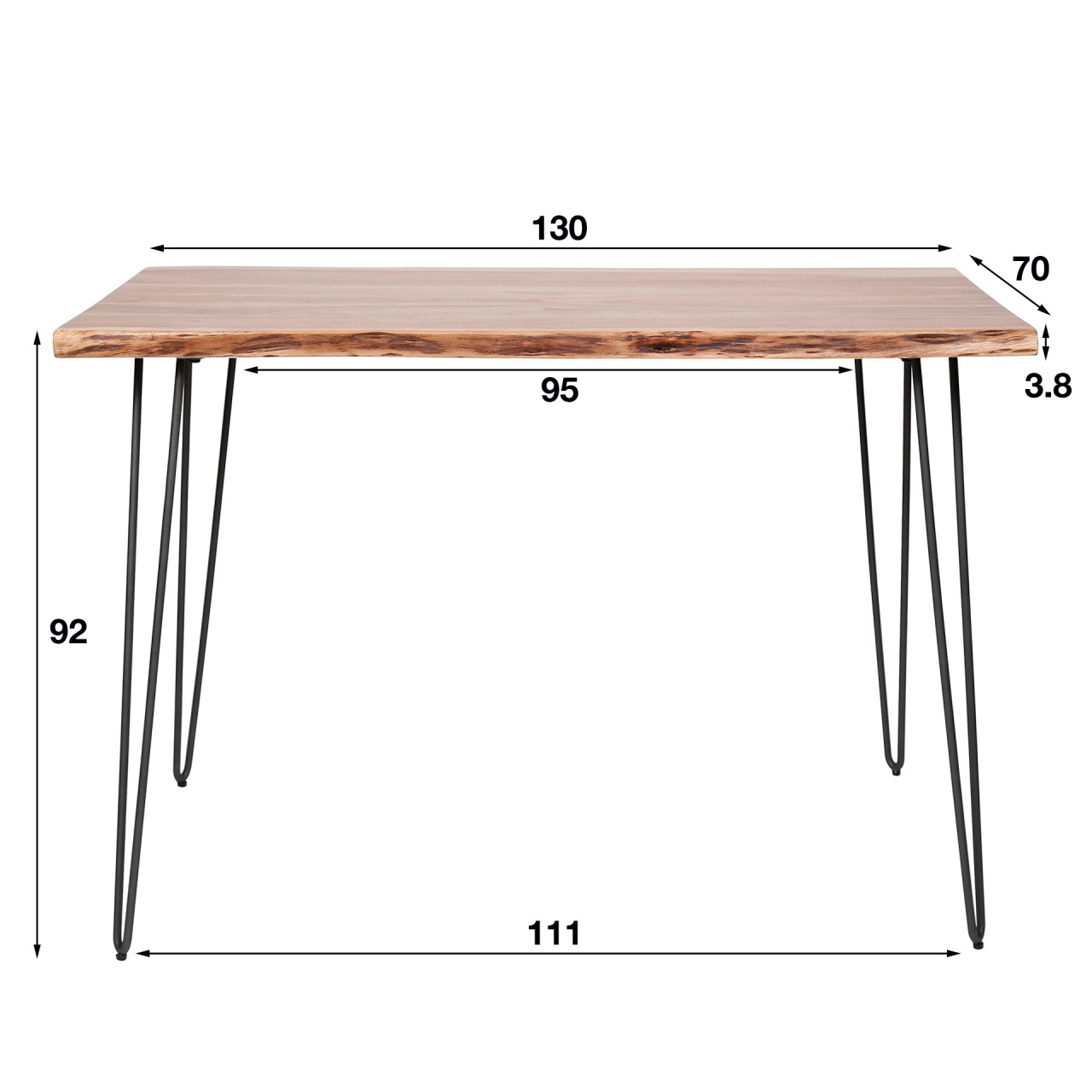 Stehtischset Bartischset Palu Industrial Baumkante 130 cm + 4 Barhocker Bouclé weiß