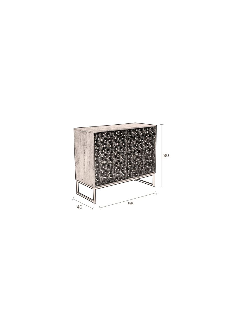 Sideboard Vintage Meena Mangoholz Metall Peacock