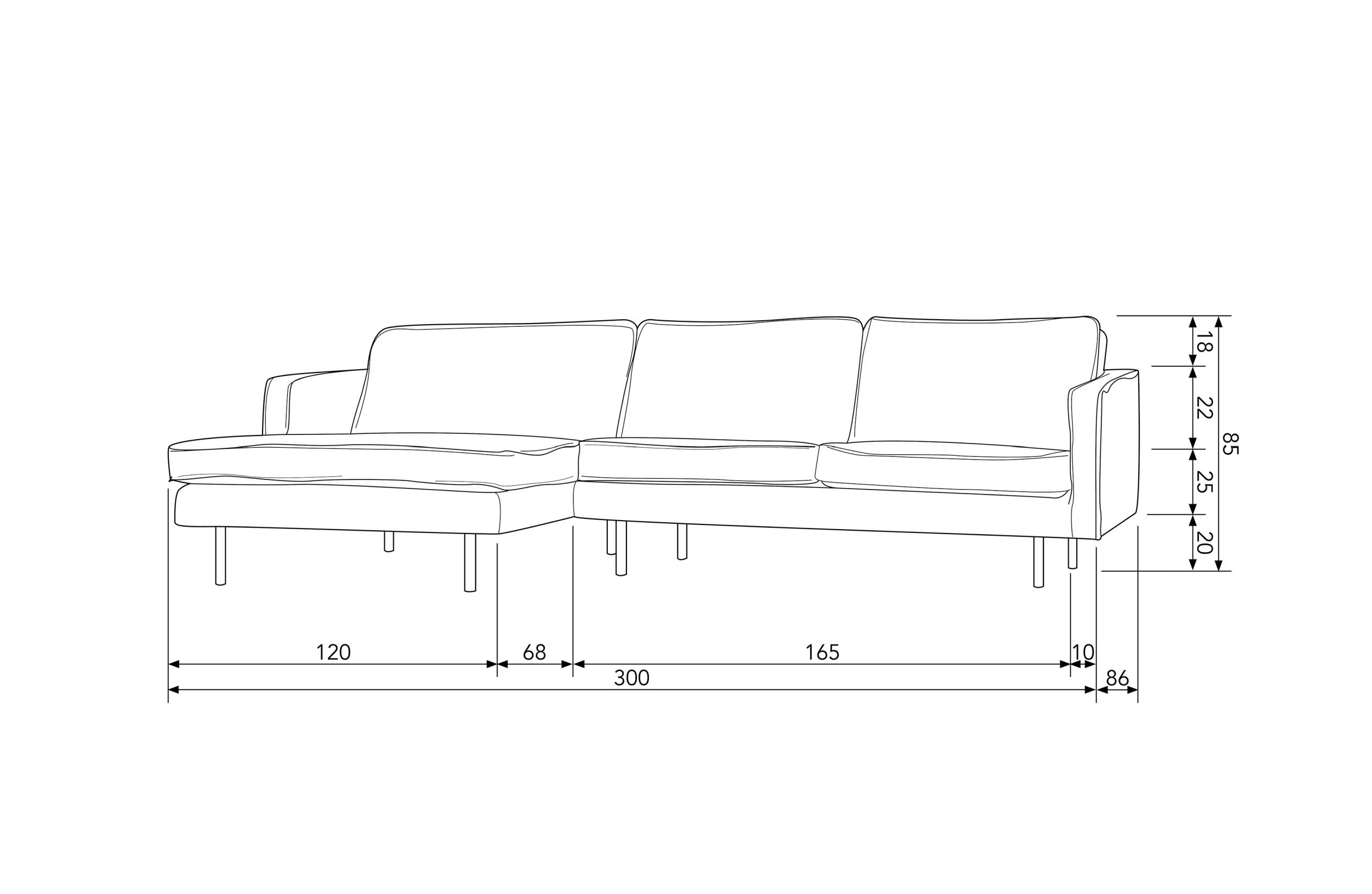 Retro Ecksofa Samt  Rodeo 3-Sitzer Rechts oder Links 300/160 Ocker Links