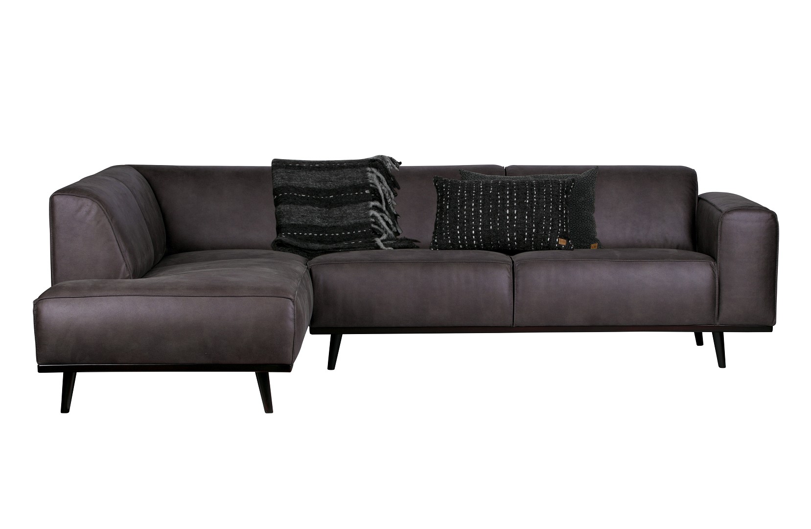 Ecksofa Recycle Leder Statement Dunkelgrau Links 274 x 210