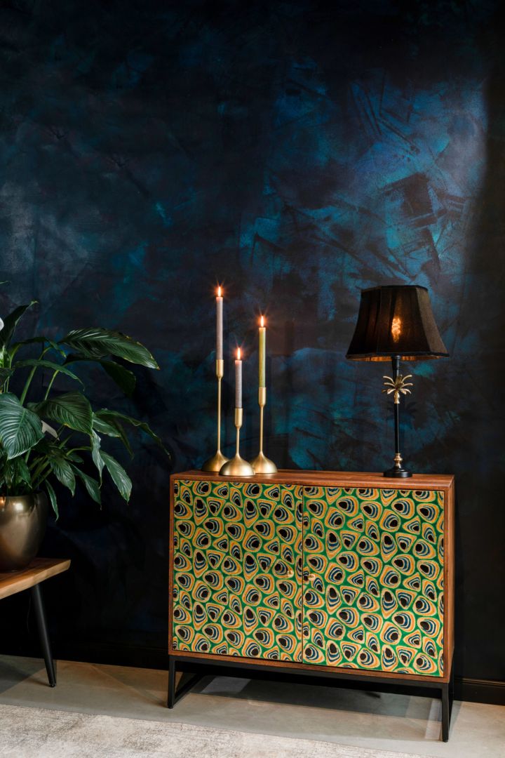 Sideboard Vintage Meena Mangoholz Metall Peacock