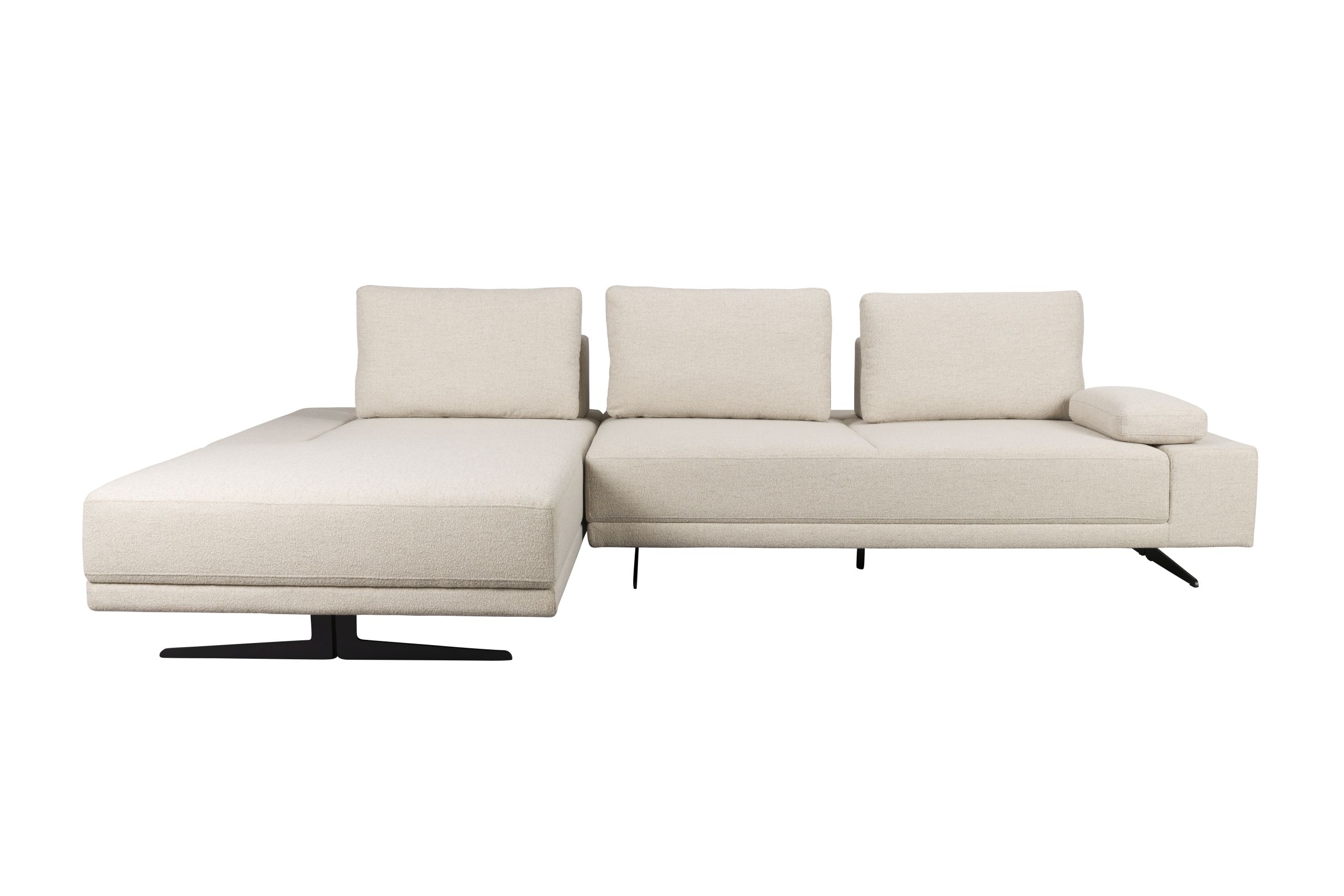 Retro Sofa Ecksofa Shelly Mélange Natur Stoff Metallbeine Links