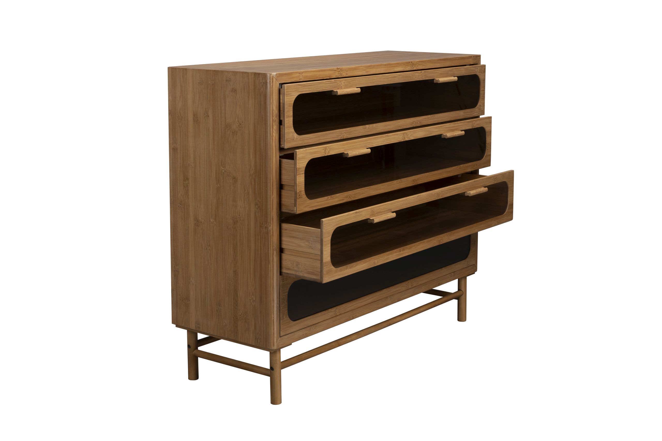 Retro Kommode Sideboard Caroun Bambus Rauchglas