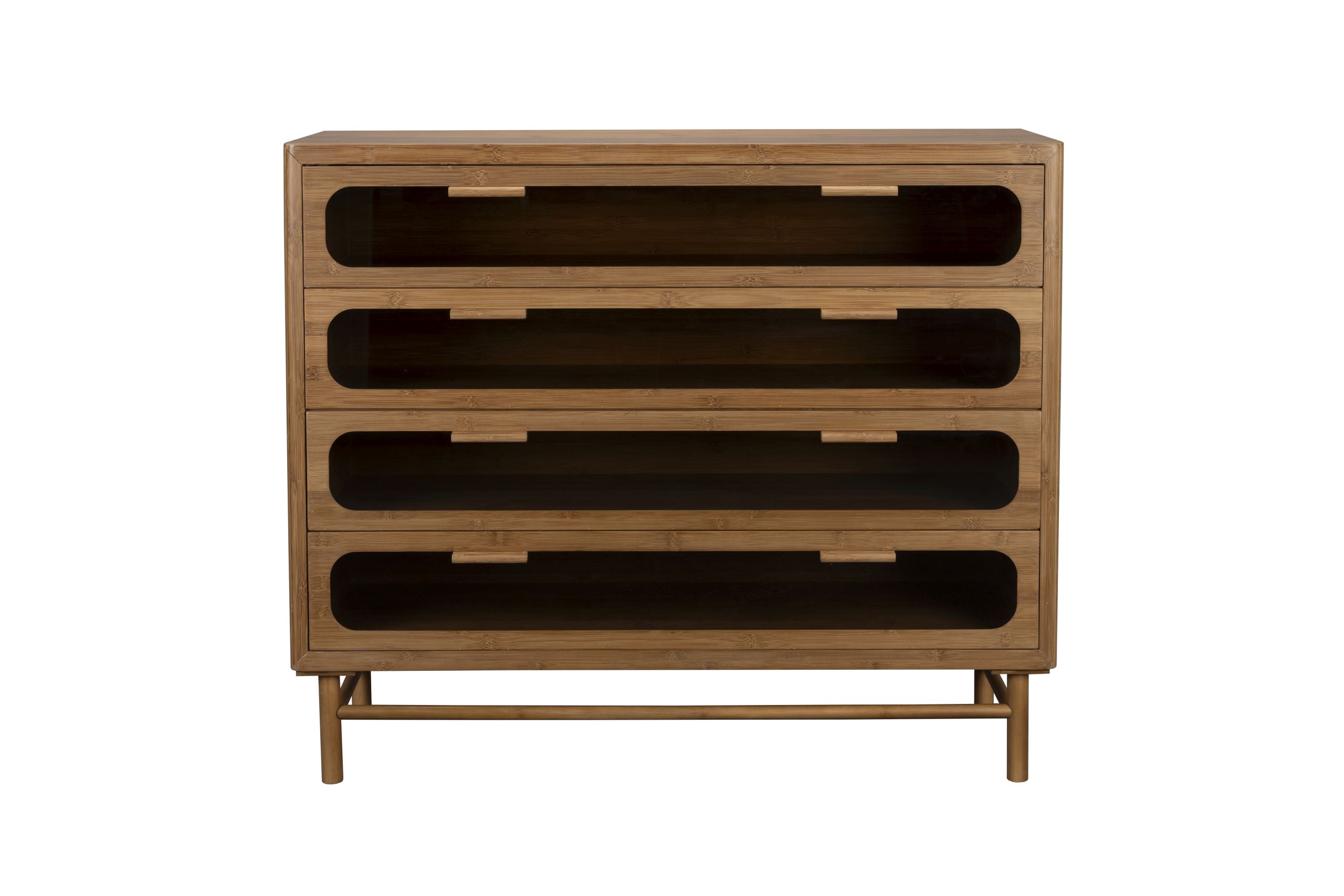 Retro Kommode Sideboard Caroun Bambus Rauchglas