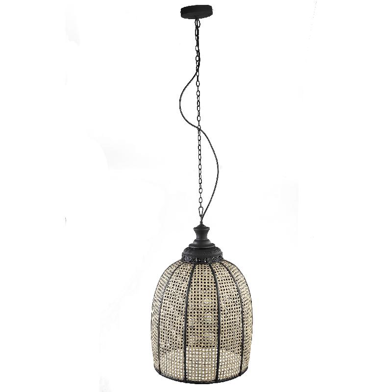 Scandi Boho Hängelampe Wiener Geflecht Optik Glockenform 2 Größen Rattan