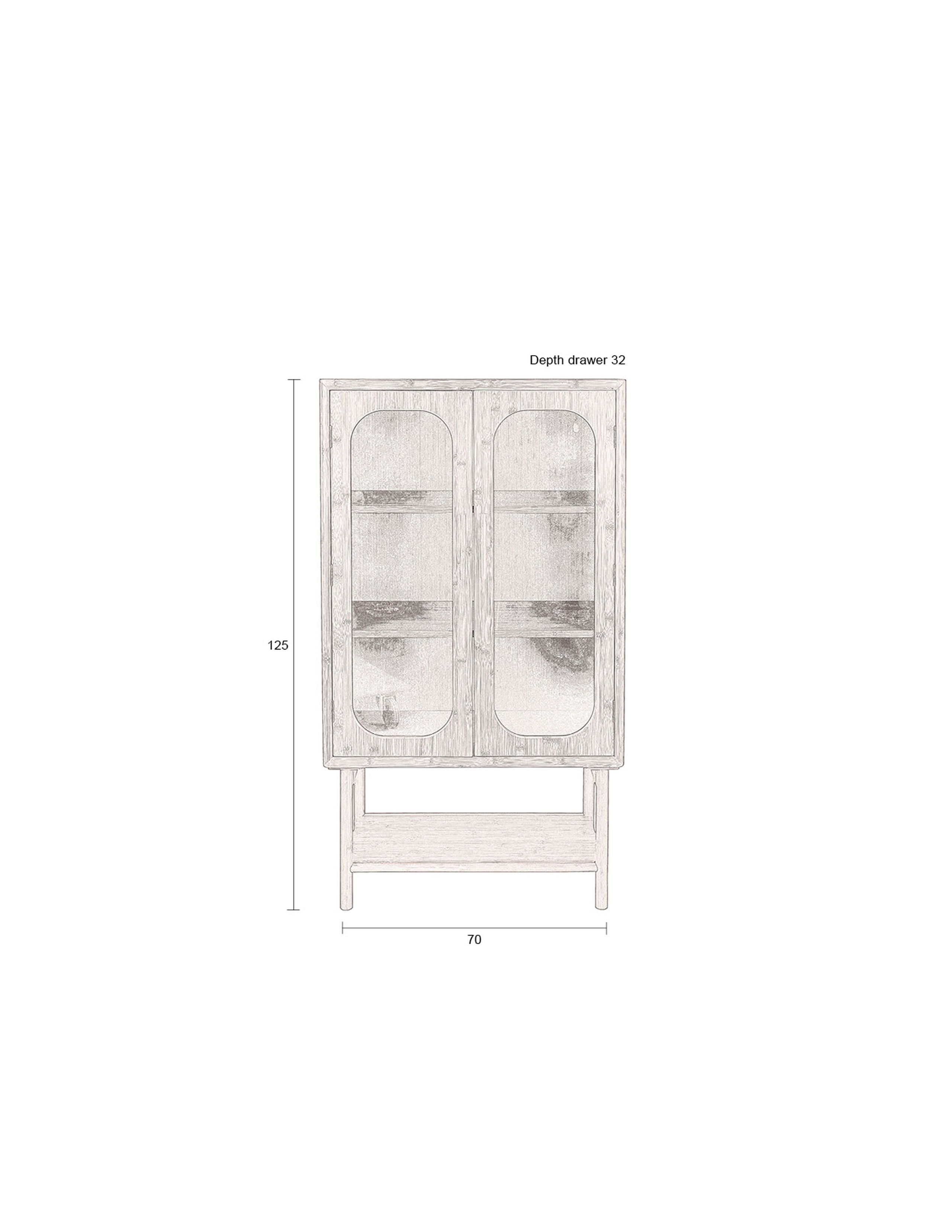 Retro Vitrine Hochkommode Caroun Bambus Rauchglas