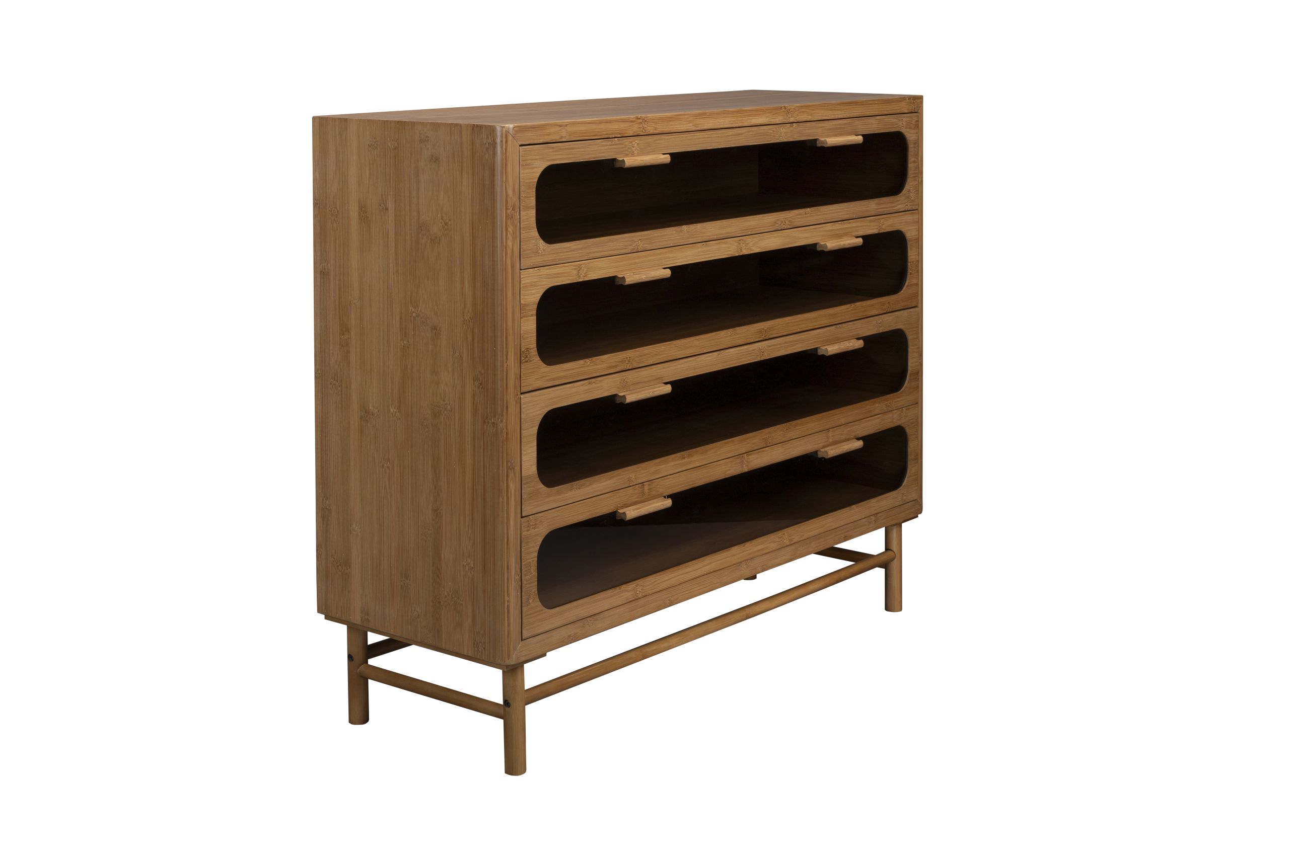 Retro Kommode Sideboard Caroun Bambus Rauchglas