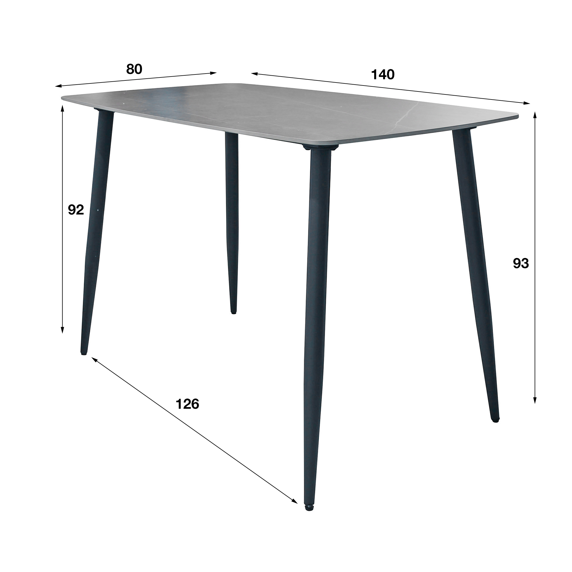 Set Stehtisch Bartisch Jona Industrial Keramik Marmoroptik 140 cm + 4 Barhocker Manhattan Grau